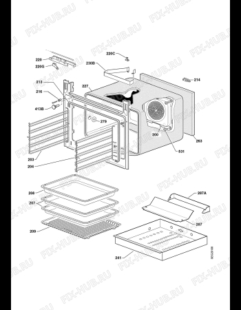 Взрыв-схема плиты (духовки) Juno Electrolux JGH44002W - Схема узла Oven
